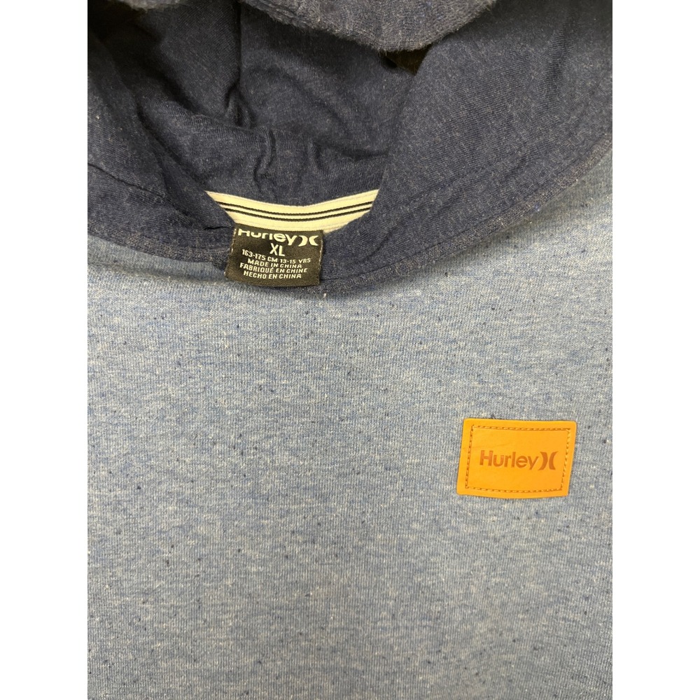 Hurley Kids Hoodie XL Blue Speckled Logo Patch Kangaroo Pocket Pullover - Picture 2 of 4